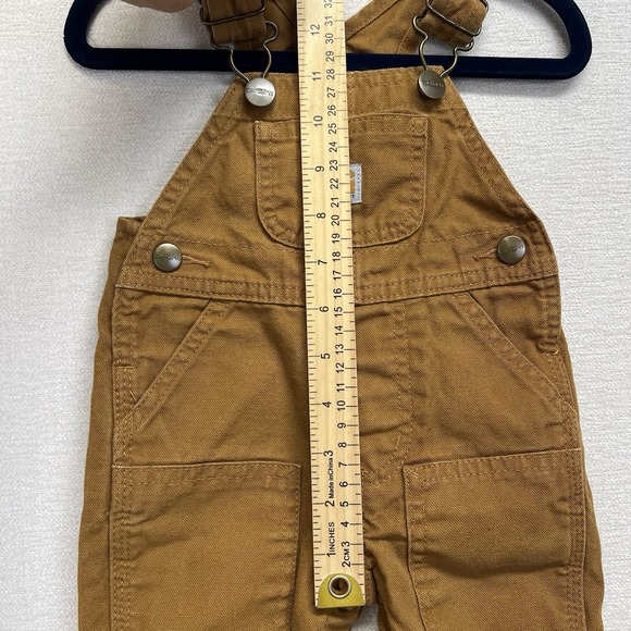 Carhartt 3Month Bib Overalls Boys Canvas Bibs Duck Workwear Double Knee Tan Brwn - Picture 6 of 7